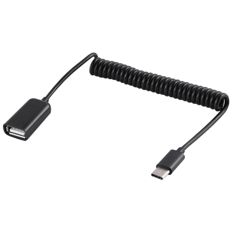 USB-C / Type-C Male to USB Female Laptop Spring Charging Cable, USB-C / Type-C Male to USB Female