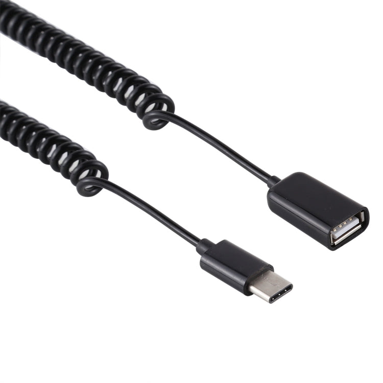 USB-C / Type-C Male to USB Female Laptop Spring Charging Cable, USB-C / Type-C Male to USB Female