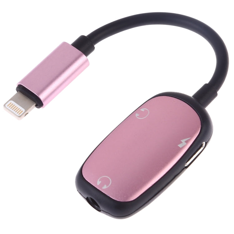8 Pin to 8 Pin Charging Interface + 8 Pin Earphone Interface + 3.5mm Audio Interface Earphone Adapter, Pink, Gold, Red, Silver, Black