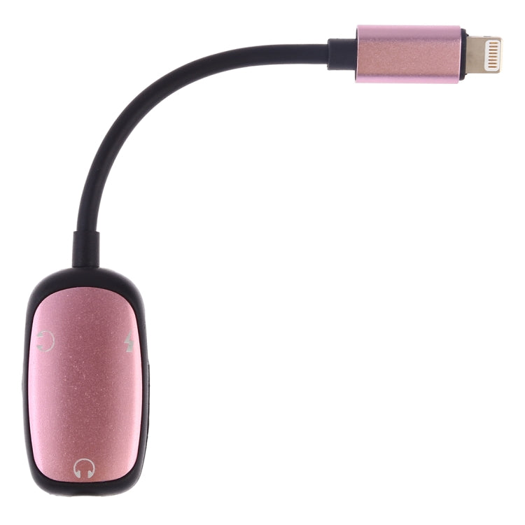 8 Pin to 8 Pin Charging Interface + 8 Pin Earphone Interface + 3.5mm Audio Interface Earphone Adapter, Pink, Gold, Red, Silver, Black