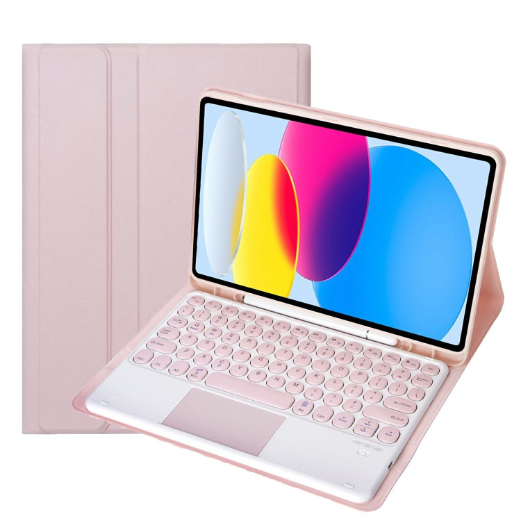 For iPad 11 2025 / 10th Gen 10.9 2022 YA10B-A Lambskin Texture Bluetooth Touch Keyboard Leather Tablet Case with Pen Slot, YA10B-A