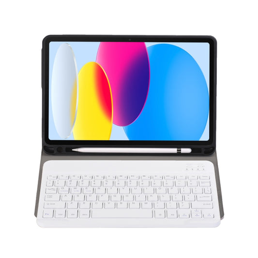 Für iPad 11 2025 / 10. Gen 10.9 2022 A10B Lammfell-Textur Ultradünne Bluetooth-Tastatur Leder-Tablet-Hülle mit Stiftschlitz, A10B