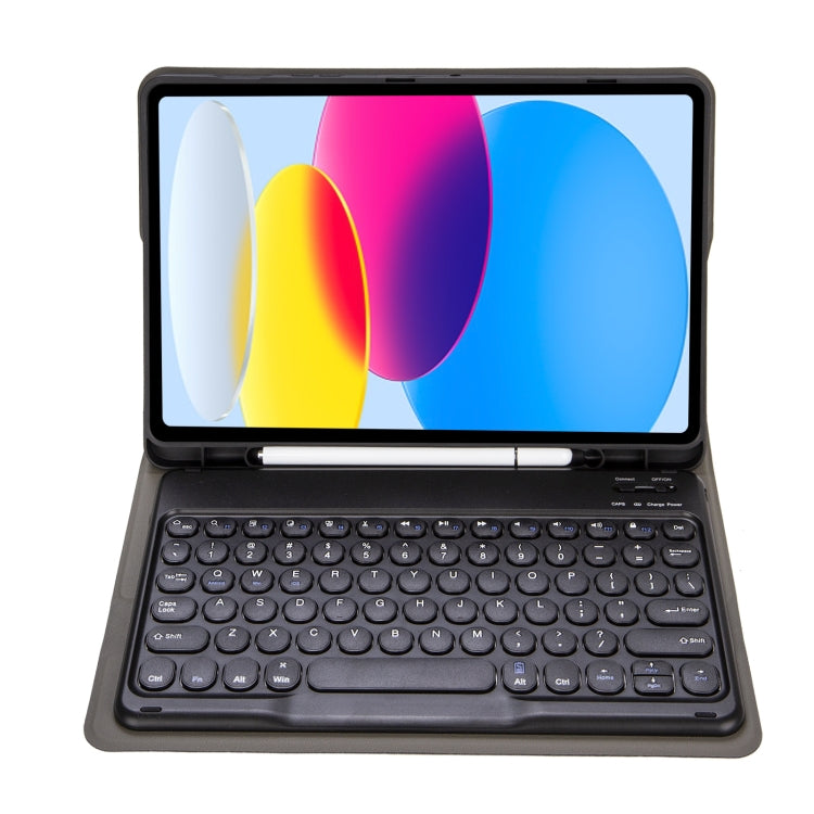 For iPad 11 2025 / 10th Gen 10.9 2022 YA10B Lambskin Texture Bluetooth Keyboard Leather Tablet Case with Pen Slot, YA10B