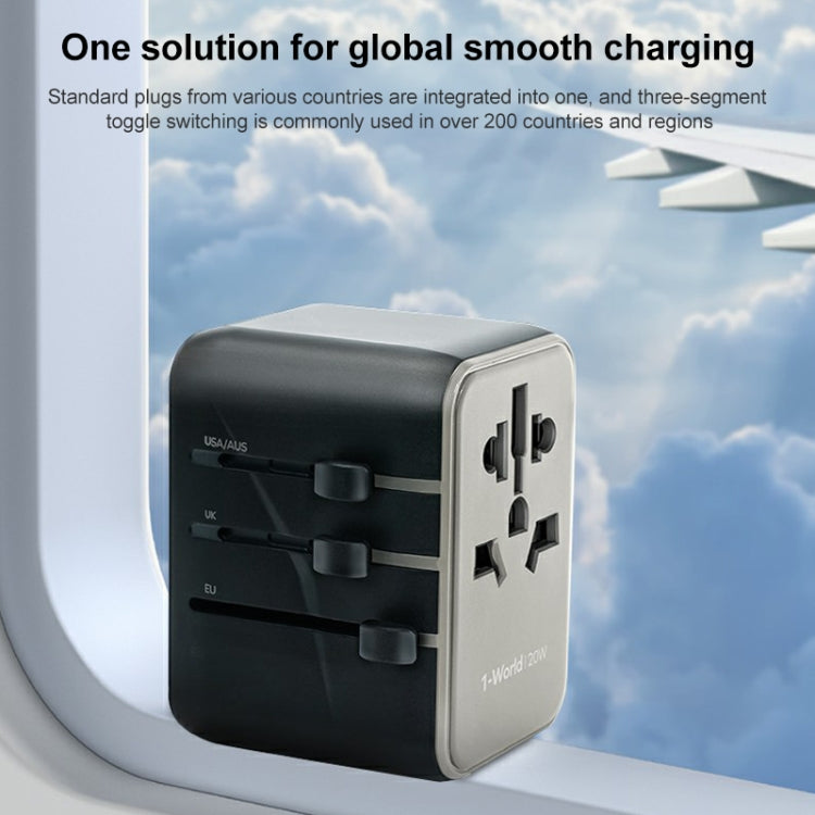 MOMAX UA11 1-World 20W PD Global Travel Fast Charger Power Adapter, UA11 (Black)