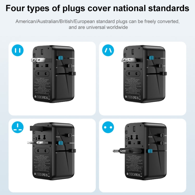 MOMAX UA11 1-World 20W PD Global Travel Fast Charger Power Adapter, UA11 (Black)