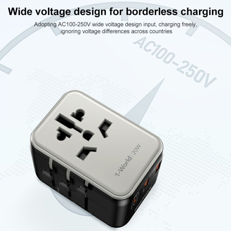 MOMAX UA11 1-World 20W PD Global Travel Fast Charger Power Adapter, UA11 (Black)