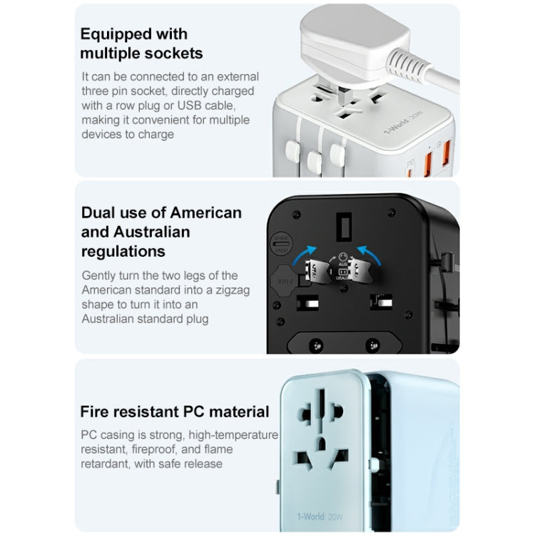 MOMAX UA11 1-World 20W PD Global Travel Fast Charger Power Adapter, UA11 (Black)
