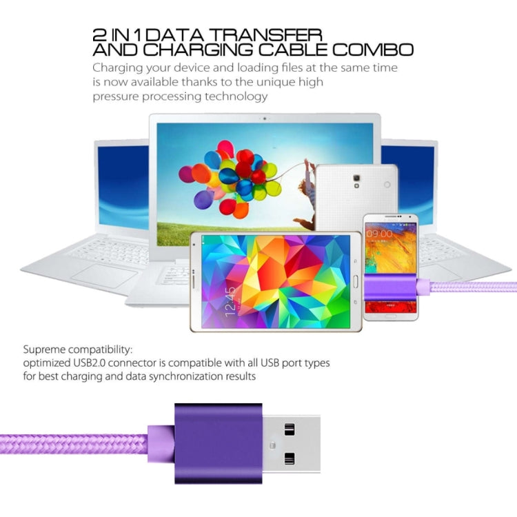 Câble de données/chargeur Micro USB vers USB 3A de 1 m avec tête en métal tissé, Micro USB de 1 m