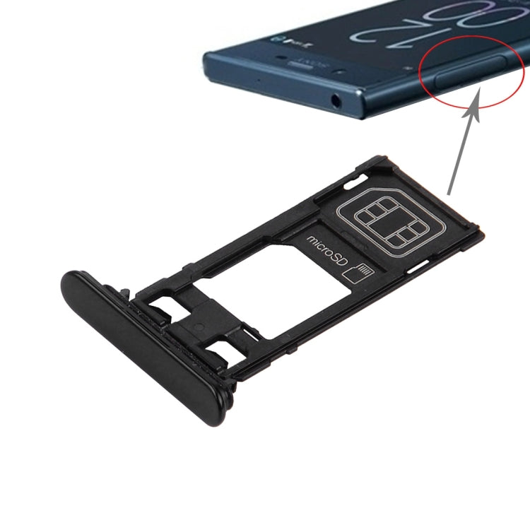 SIM Card Tray + Micro SD Card Tray for Sony Xperia XZ (Single SIM Version), For XZ Single SIM, For Xperia XZ Single SIM Black