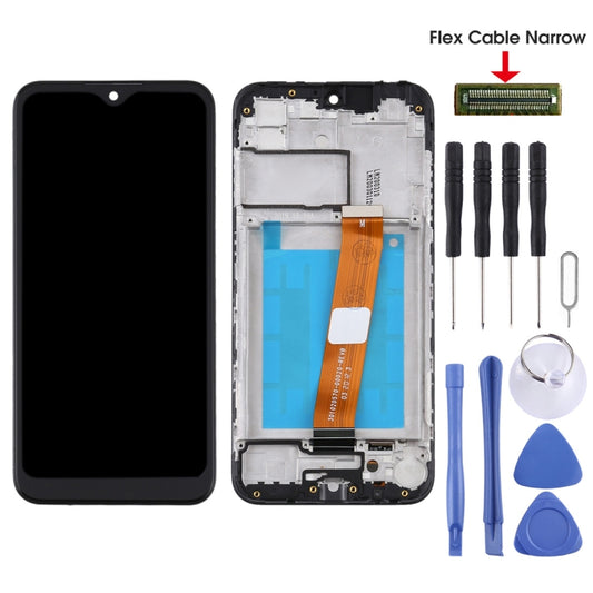For Samsung Galaxy A01 SM-A015F OEM LCD Screen Digitizer Full Assembly with Frame, Flex Cable Narrow (Black), For Samsung Galaxy A01 SM-A015F(Narrow)