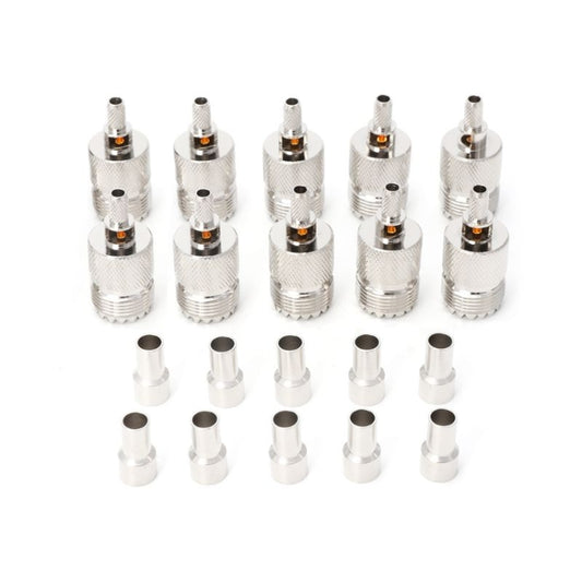 10 PCS UHF Female Jack SO239 Crimped RF Connector Coaxial Adapter for 2.5mm RG316 / RG179 and 2.85mm RG174 LMR100