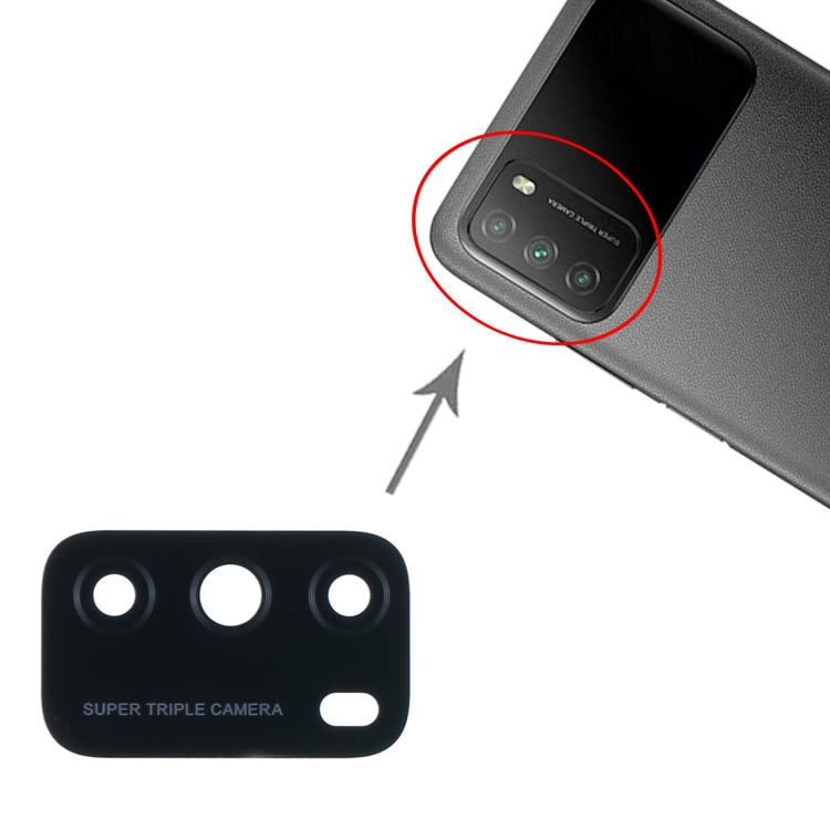 10 PCS Back Camera Lens for Xiaomi Poco M3 M2010J19CG M2010J19CI, For Xiaomi Poco M3
