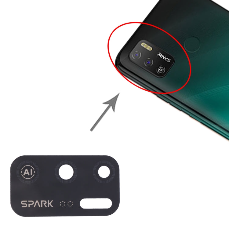 For Tecno Spark 5 Air KD6a 10pcs Back Camera Lens, For Tecno Spark 5 Air