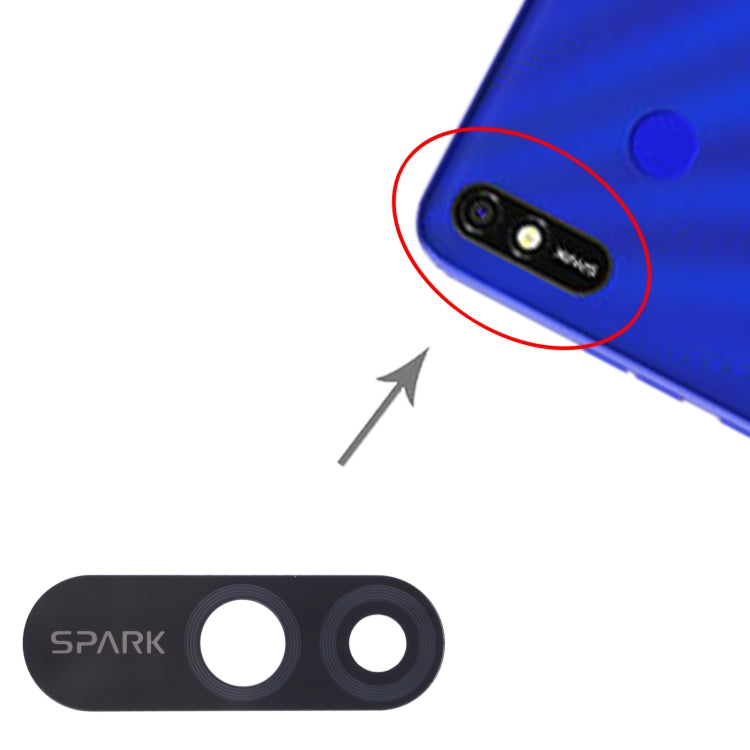 For Tecno Spark 4 Lite KC8S 10pcs Back Camera Lens, For Tecno Spark 4 Lite