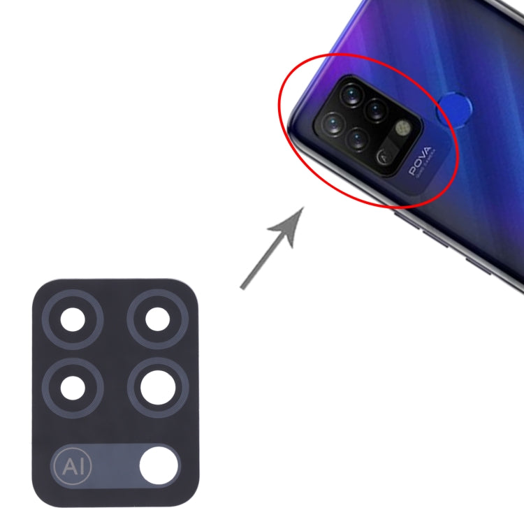 For Tecno Pova LD7, LD7j 10pcs Back Camera Lens, For Tecno Pova
