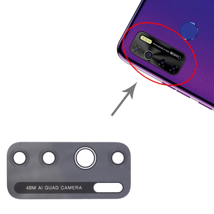 For Tecno Camon 15 CD7 10pcs Back Camera Lens, For Tecno Camon 15