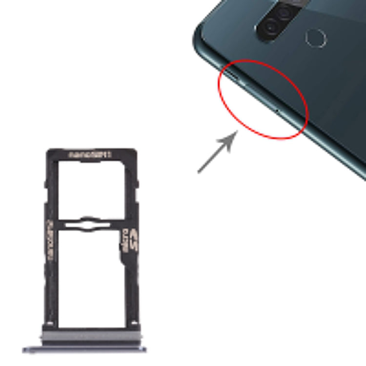 Nano SIM Card Tray + Nano SIM Card Tray / Micro SD Card Tray for LG G8S ThinQ LMG810, LM-G810, LMG810EAW, For LG G8S ThinQ