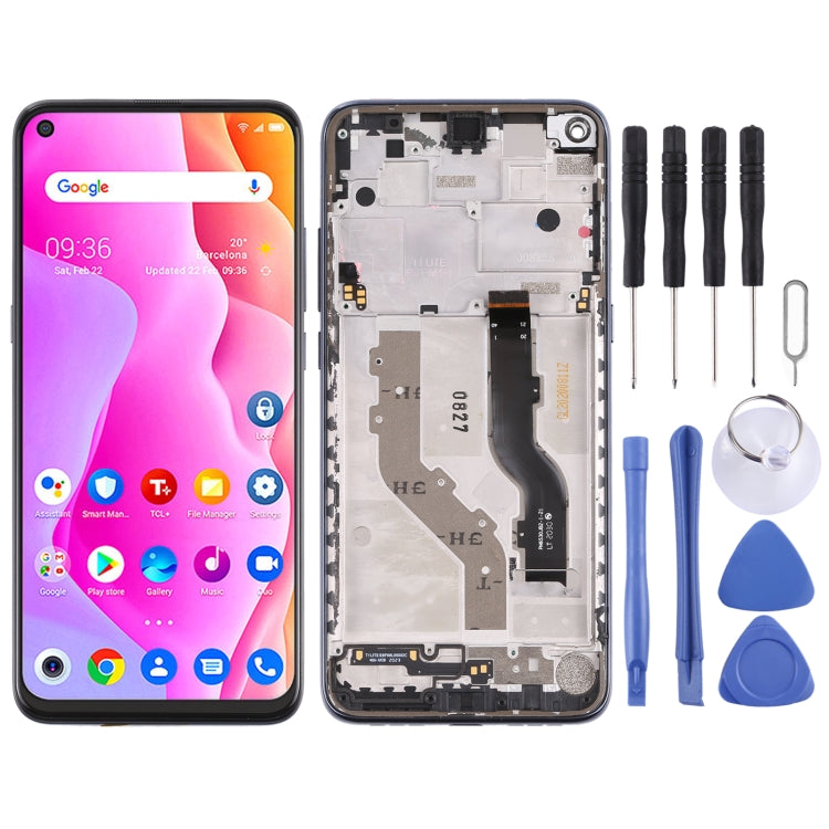 LCD-Bildschirm und Digitizer-Komplettset mit Rahmen für TCL 10L / 10 Lite T770H, für TCL 10L / 10 Lite (Silber)
