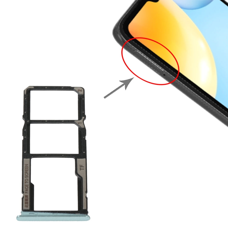 SIM Card Tray + SIM Card Tray + Micro SD Card Tray For Xiaomi Redmi 10C/Redmi 10 India/Poco C40, For Xiaomi Redmi 10C/Redmi 10 India/Poco C40