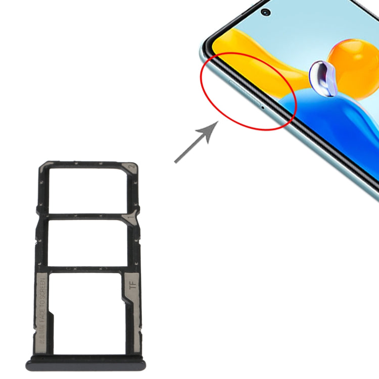 SIM Card Tray + SIM Card Tray + Micro SD Card Tray For Xiaomi Redmi Note 11S 5G, For Xiaomi Redmi Note 11S 5G