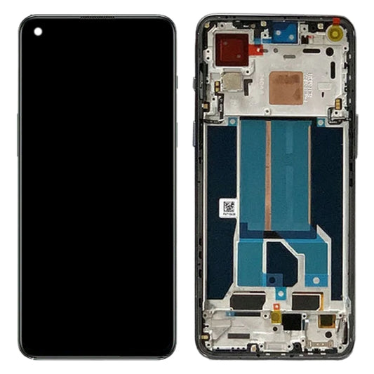 AMOLED-LCD-Bildschirm für OnePlus Nord 2T CPH2399 CPH2401 Digitizer, vollständige Baugruppe mit Rahmen, für OnePlus Nord 2T