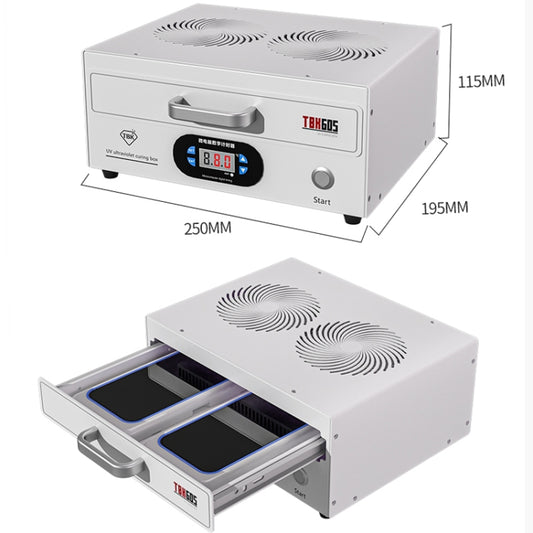 TBK 605 Boîte de lampe de polymérisation UV mini 100 W 48 LED, boîte de polymérisation UV pour écran de surface incurvée, prise UE, prise Royaume-Uni, prise US, prise AU, prise UE