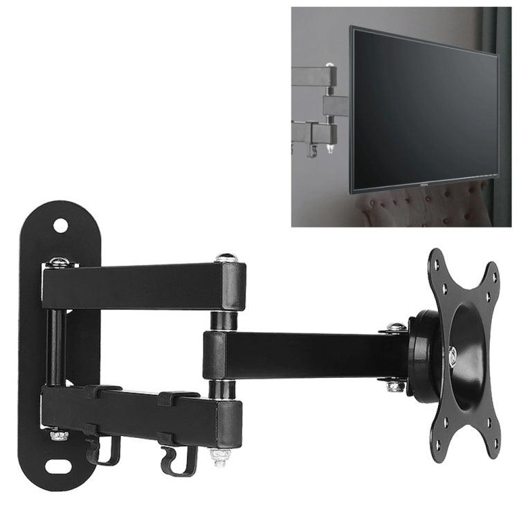14-27 inch Universal Horizontal Vertical Screen Installable Rotatable Retractable Computer Monitor Three Arms Wall Mount Bracket, 14-27 inch Horizontal Screen Installable