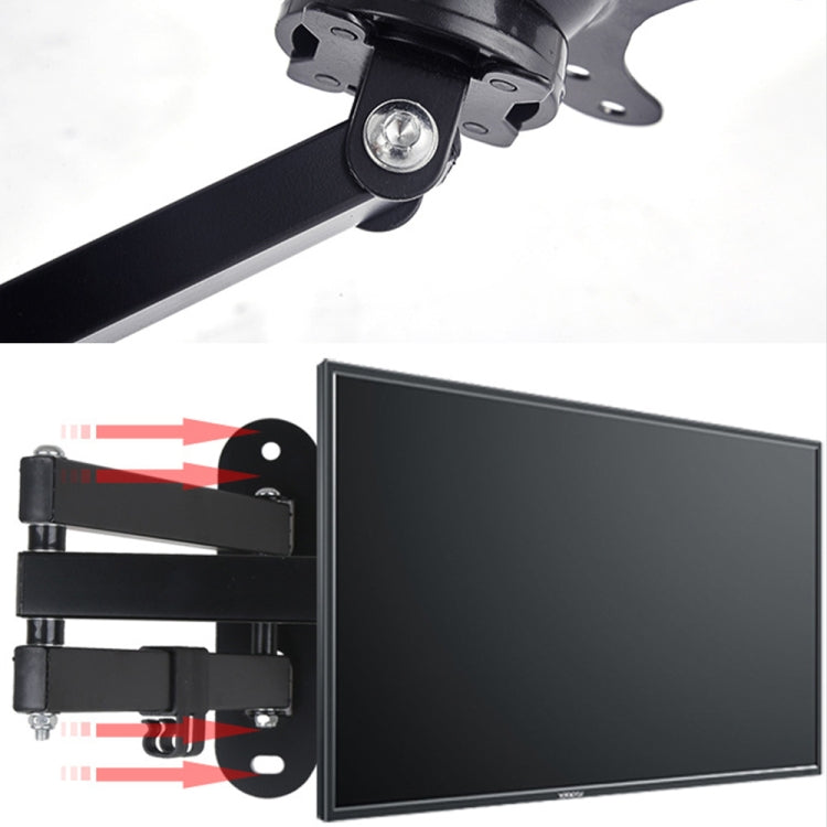 14-27 inch Universal Horizontal Vertical Screen Installable Rotatable Retractable Computer Monitor Three Arms Wall Mount Bracket, 14-27 inch Horizontal Screen Installable
