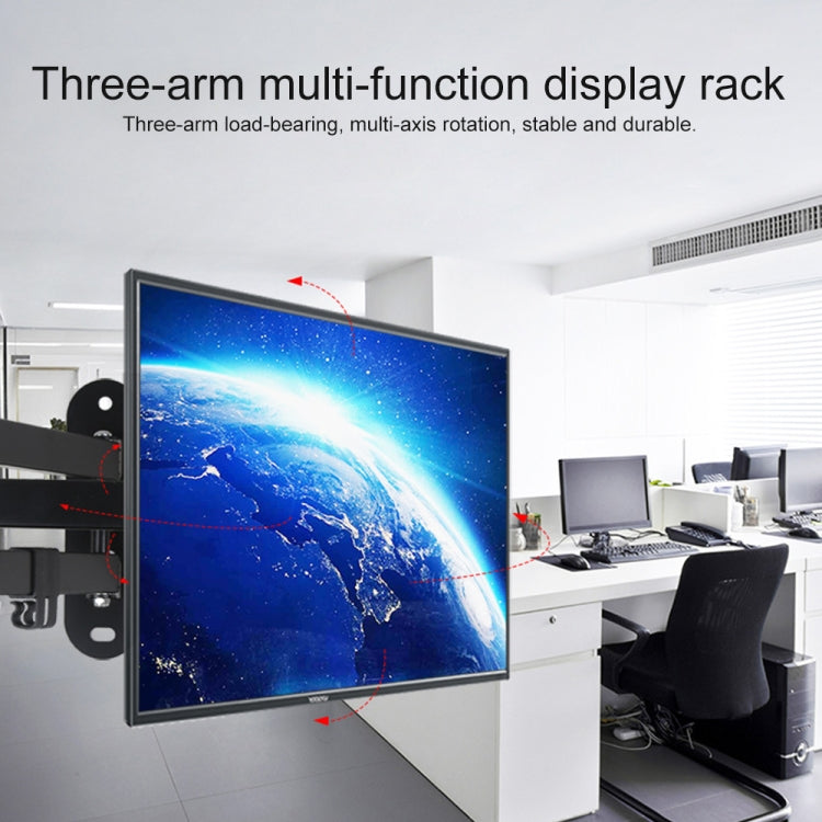 14-27 inch Universal Rotatable Retractable Computer Monitor Three Arms Wall Mount Bracket, 14-27 inch