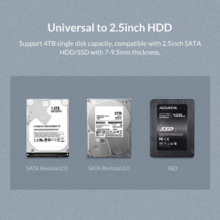 ORICO 2159U3 2.5 inch Transparent USB3.0 Hard Drive Enclosure with Stand, 2159U3