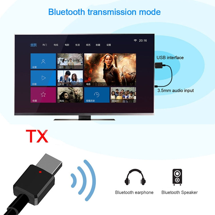 Bluetooth5.0 Audio Receiver USB Bluetooth Adapter Bluetooth Transmitter Support Win8/10, ZF169