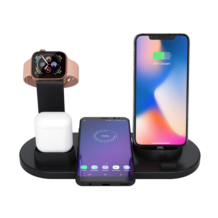 Base de chargement sans fil rotative HQ-UD15 avec support pour téléphones / iWatches / AirPods (Argent), sans chargement sans fil Blanc, sans chargement sans fil Noir, Blanc (avec chargement sans fil), Noir (sans chargement sans fil)