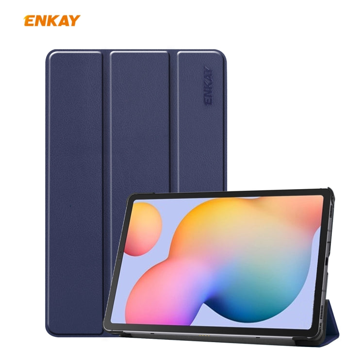 ENKAY ENK-8002 For Samsung Galaxy Tab S6 Lite P610 / P615 PU Leather + Plastic Smart Case with Three-folding Holder, For Samsung Galaxy Tab S6 Lite P610, For Samsung Galaxy Tab S6 Lite P610 / P615 / Tab S6 Lite 2022 / P613 / P619