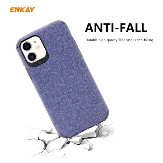Pour iPhone 11 ENKAY ENK-PC0312 Étui 2 en 1 avec Texture Jean en Cuir PU et TPU Souple Fin & Film en Verre Trempé 0.26mm 9H 2.5D, Pour iPhone 11