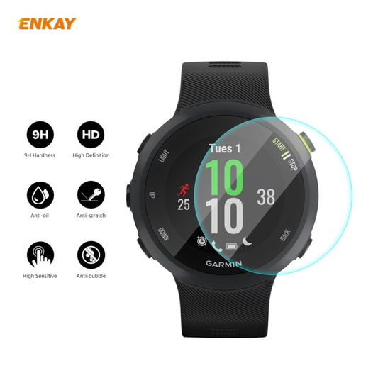 ENKAY Hat-Prince 0.2mm 9H 2.15D Protecteur d'écran en verre trempé à bords incurvés Film de protection, pour Garmin Forerunner 45 / 45S, pour Garmin Forerunner 735 / 735XT, pour Garmin Instinct Tactical, pour Garmin Approach S62, pour Garmin Swim 2