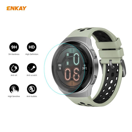 Pour HUAWEI Watch GT 2E 46mm Dynamic Edition ENKAY Hat-Prince 0.2mm 9H 2.15D Protecteur d'écran en verre trempé à bord incurvé Film de montre, 1 PC, 2 PCS