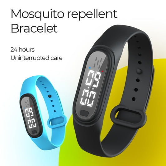 Bracelet répulsif anti-moustiques électronique à ultrasons Q2 pour l'extérieur, prend en charge le mode à trois vitesses et l'affichage de l'heure, Q2 (blanc), Q2 (noir), Q2 (rose), Q2 (bleu)