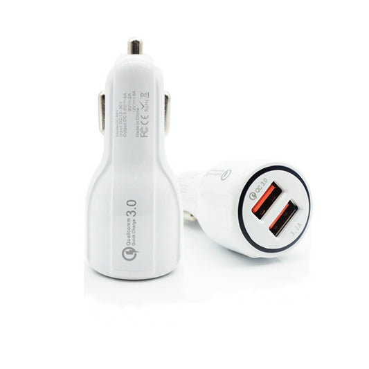 Chargeur de voiture double USB Qc3.0 + kit de chargement de voiture avec câble de charge rapide micro USB, micro USB (blanc), micro USB (noir)