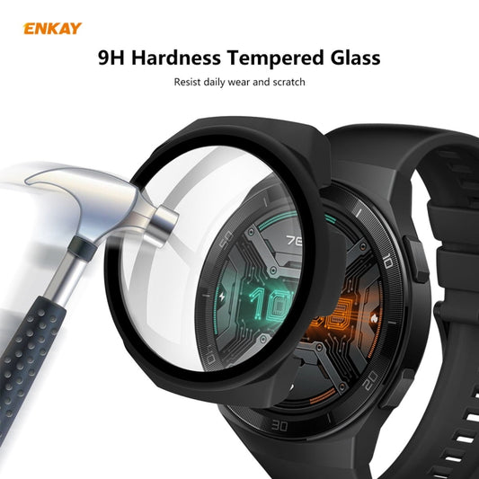Pour Huawei Watch GT 2e 46mm ENKAY Hat-Prince ENK-AC8203 Coque Givrée en PC à Couverture Complète + Film de Protection en Verre Trempé 9H