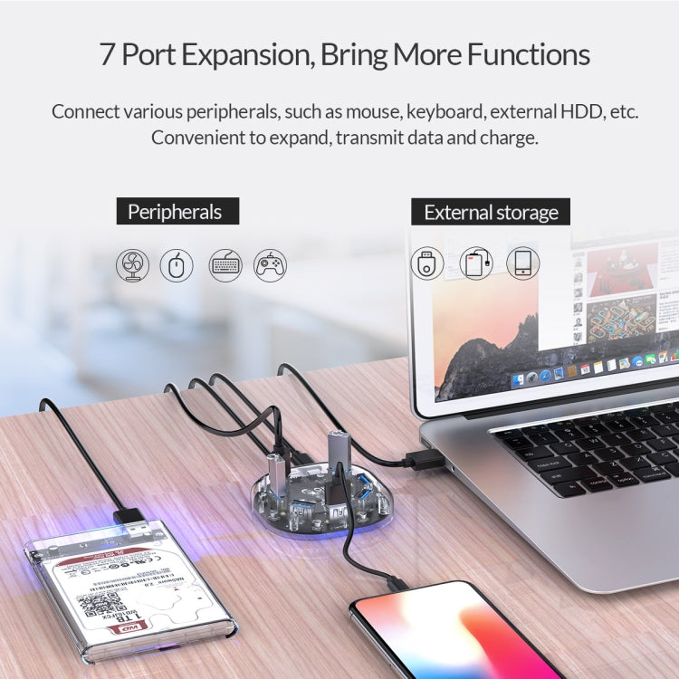 ORICO 7 Port USB3.0 Transparent HUB H7U-U3, H7U-U3