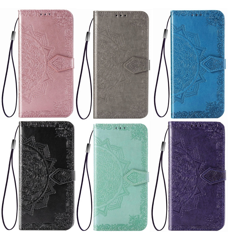 Embossed Mandala Pattern TPU + PU Horizontal Flip Leather Case with Holder & Three Card Slots & Wallet, For OPPO Realme X7, For OPPO Realme X7 Pro, For OPPO A72 5G