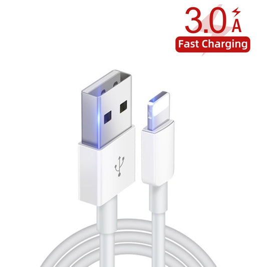 XJ-019 2.4A USB Male to 8 Pin Male Interface Fast Charging Data Cable, Length: 3m, 8 Pin
