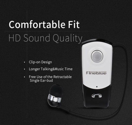 F960 CSR4.1 Retractable Cable Caller Vibration Reminder Anti-theft Bluetooth Headset, Black, White, Silver