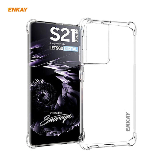 Hat-Prince ENKAY Clear TPU Stoßfeste Hülle Weiche Anti-Rutsch-Abdeckung + 3D Full Screen PET Curved Hot Bending HD Displayschutzfolie Weiche Folie, unterstützt Fingerabdruck-Entsperrung, für Samsung Galaxy S21 Ultra 5G, für Xiaomi Mi 11