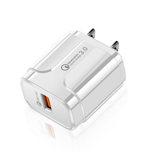 LZ-023 18W QC3.0 USB Portable Travel Charger + 3A USB toType-C Data Cable, US Plug, Type-C Data Cable, US Plug