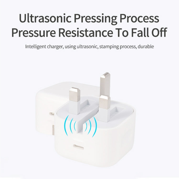 A2344 20W PD 3.0 Type-C / USB-C Folding Travel Charger + USB-C / Type-C to 8 Pin Fast Charging Data Cable Set, UK Plug, Length: 2m, 20W 8 Pin Length: 2m