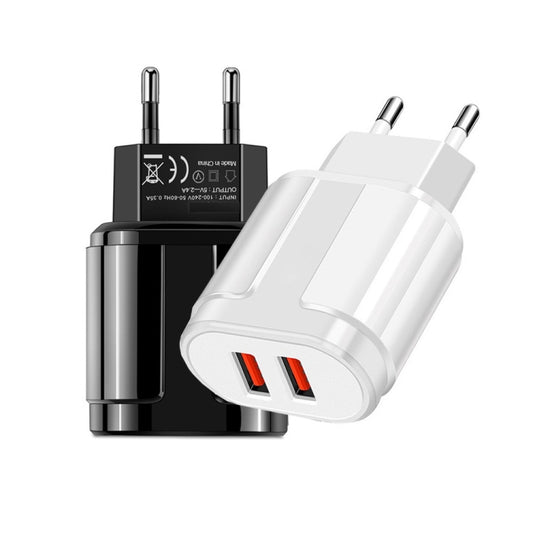 Dual USB Portable Travel Charger + 1 Meter USB to 8 Pin Data Cable, EU Plug