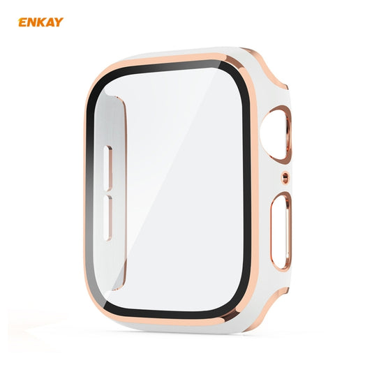 Étui PC électrolytique à couverture complète ENKAY Hat-Prince + protecteur en verre trempé pour Apple Watch Series 6 / 5 / 4 / SE 40mm, pour Apple Watch Series 6 / 5 / 4 / SE 40mm