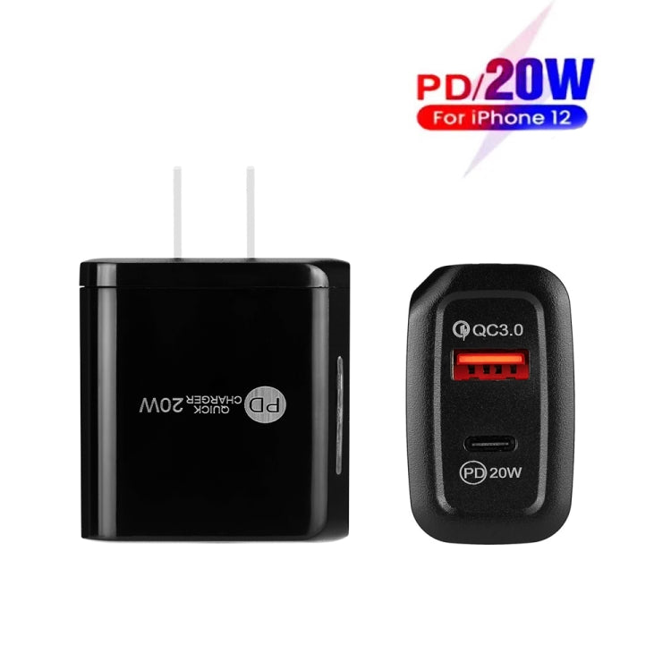 TE-PD01 PD 20W + QC3.0 USB Dual Ports Quick Charger with Indicator Light, US Plug, US Plug