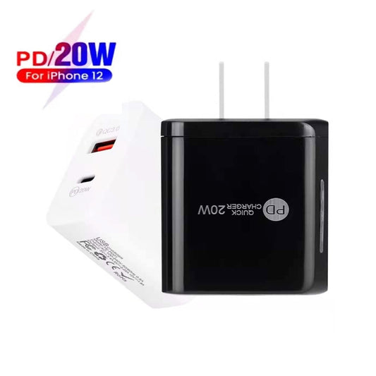 TE-PD01 PD 20W + QC3.0 USB Dual Ports Quick Charger with Indicator Light, US Plug, US Plug